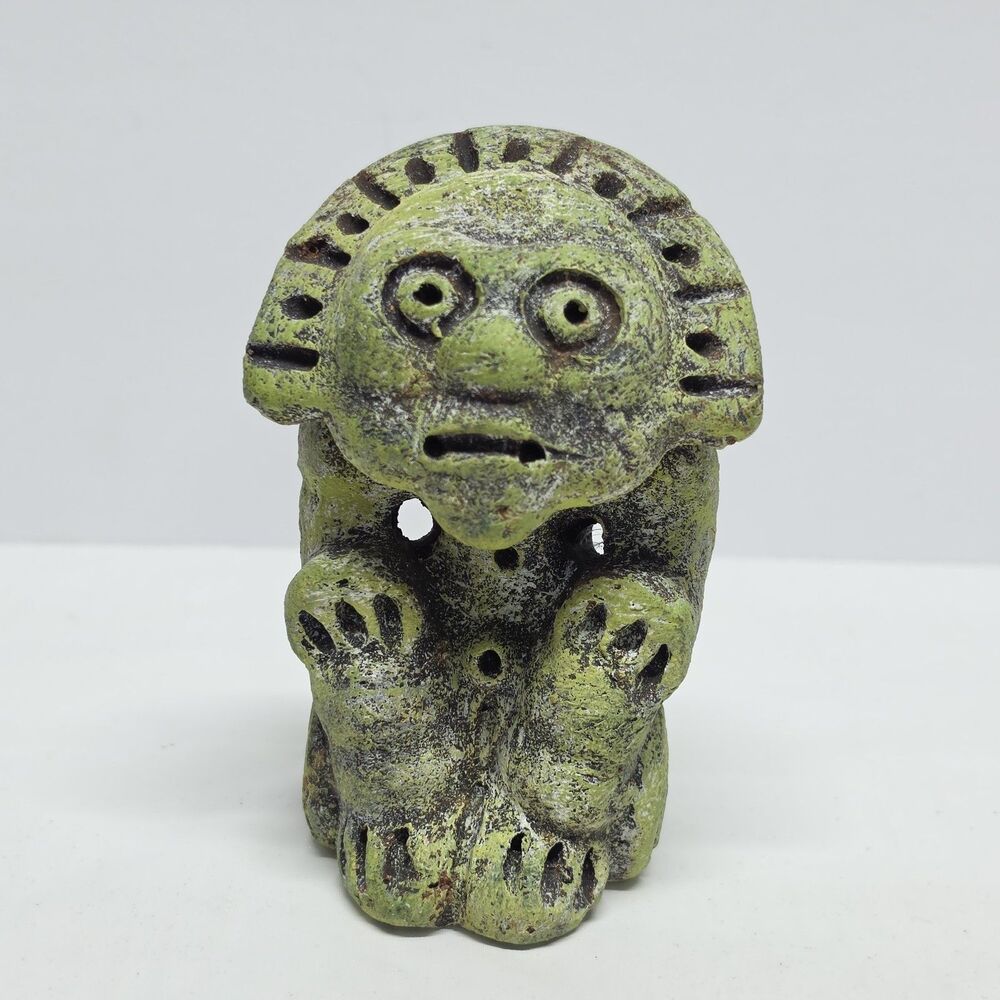 Vintage Taino Sun God Indigenous Pre Colombian Style Figurine Tribal Art Decor